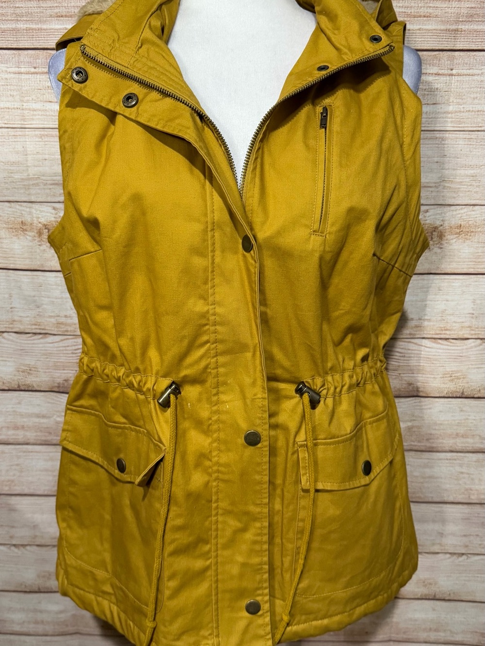 Love Tree Mustard Yellow Utility Vest with Hood